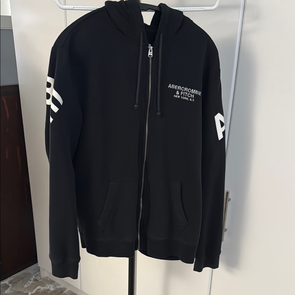 Abercrombie & Fitch Black Zip-Up Hoodie One of a kind.
